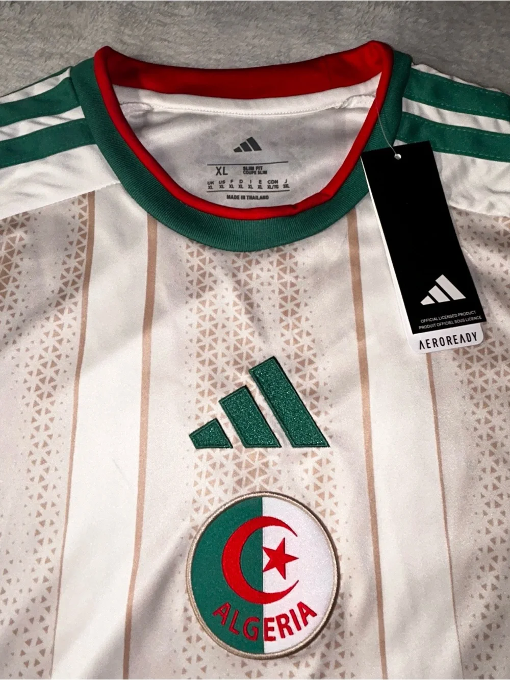 adidas Algeria National Team Soccer Jersey Shirt - White Green Red Size XL